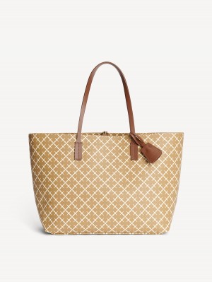 By Malene Birger Abigail Printed Tote Tasker Beige | DK_BB35837