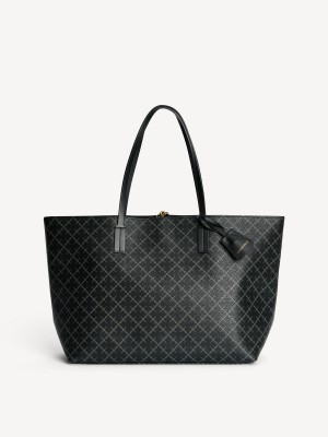 By Malene Birger Abigail Printed Tote Tasker Charcoal | DK_BB87224
