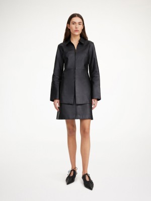 By Malene Birger Alleys Leather Skjorte Sort | DK_BB67072