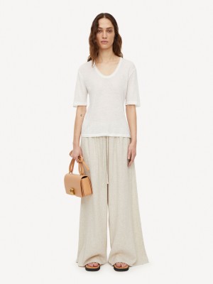 By Malene Birger Amaringa T-shirt Toppe Hvide | DK_BB58637