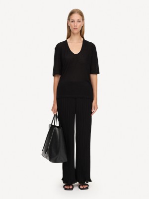 By Malene Birger Amaringa T-shirt Toppe Sort | DK_BB74738