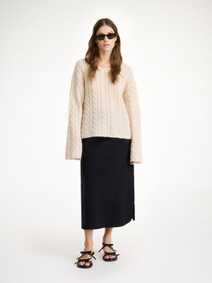 By Malene Birger Angello Wool Midi Nederdel Sort | DK_BB67342