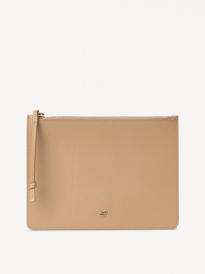 By Malene Birger Aya Leather Purse Tasker Sand | DK_BB29193