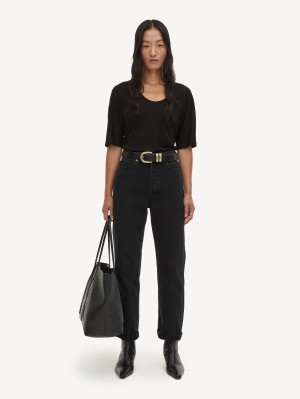 By Malene Birger Cevina Oversized T-shirt Toppe Sort | DK_BB90848