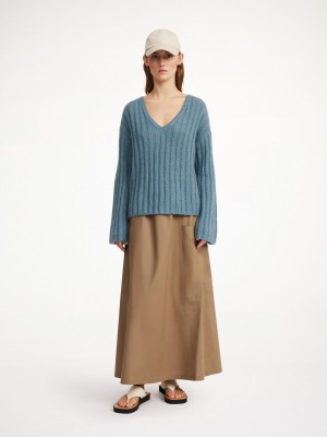 By Malene Birger Cimone Ribbed Sweater Strikkevarer Cool Water | DK_BB82753