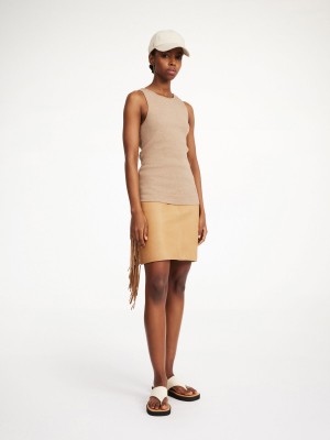 By Malene Birger Coras Leather Mini Nederdel Tan | DK_BB78684