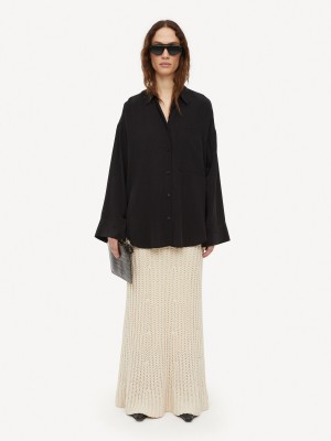 By Malene Birger Derris Organic Silk Skjorte Sort | DK_BB34073