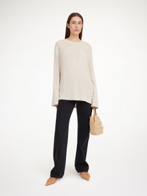 By Malene Birger Fayeh Oversized Longsleeve Toppe Oyster Gray | DK_BB53919