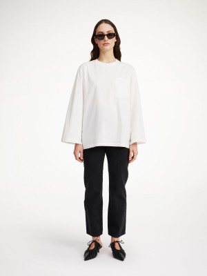 By Malene Birger Fayeh Oversized Longsleeve Toppe Hvide | DK_BB52070