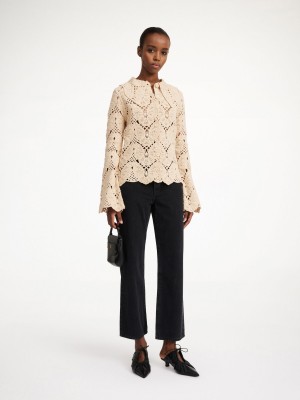 By Malene Birger Gwenevere Crochet Shirt Strikkevarer Oyster Gray | DK_BB47739