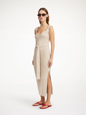 By Malene Birger Honeya Ribbed Maxi Kjole Oyster Gray | DK_BB68829