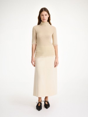 By Malene Birger Jaxa Wool-blend Top Strikkevarer Oyster Gray | DK_BB33007