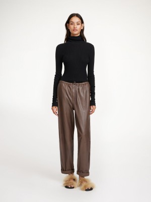 By Malene Birger Joanni Leather Bukser Brune | DK_BB40261