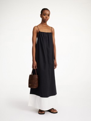 By Malene Birger Lanney Organic Cotton Maxi Kjole Sort Hvide | DK_BB27139