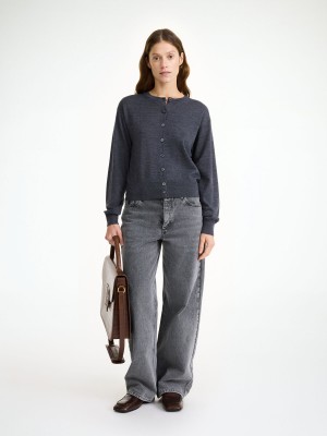 By Malene Birger Montie Merino Wool Cardigan Strikkevarer Grå | DK_BB85128