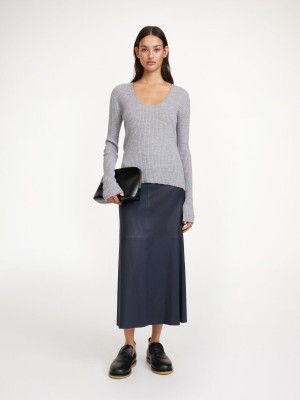 By Malene Birger Simoas Leather Nederdel Mørkeblå | DK_BB60007