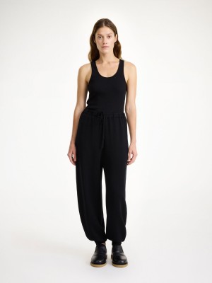 By Malene Birger Tevana High-waisted Trousers Strikkevarer Sort | DK_BB87927