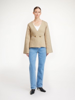 By Malene Birger Tinley Wool Cardigan Strikkevarer Beige | DK_BB46427