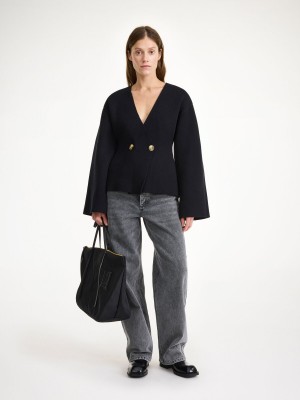 By Malene Birger Tinley Wool-blend Cardigan Strikkevarer Sort | DK_BB57279