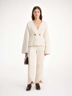 By Malene Birger Tinley Wool-blend Cardigan Strikkevarer Hvide | DK_BB54369