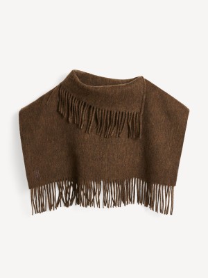 By Malene Birger Turtla Wool Fringe Bib Tørklæder Shitake | DK_BB21471